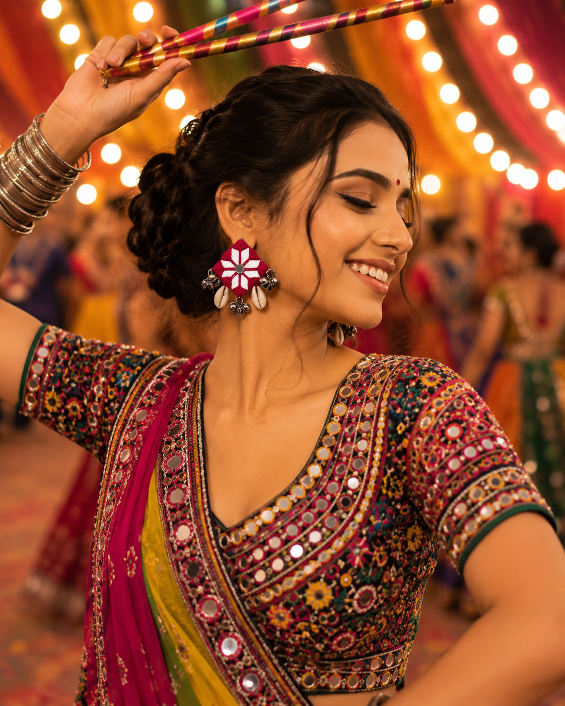 Kalika Mirror Earrings For Navratri
