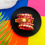 Traditional Bandhni Mirror Bangle Set