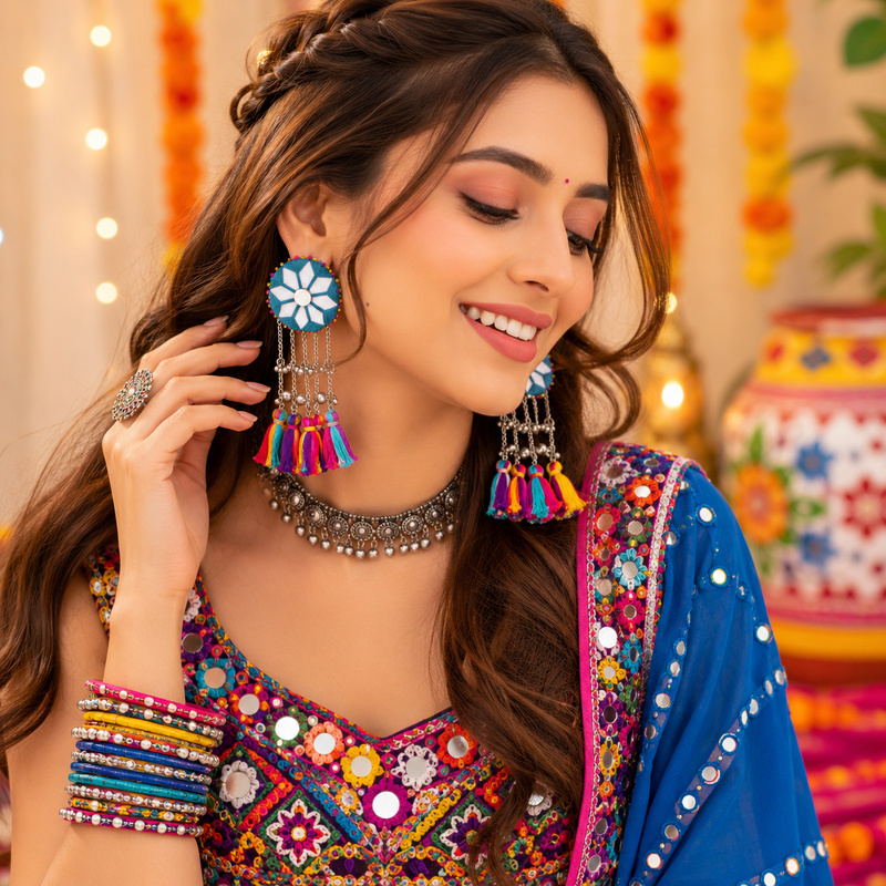 Jhankar Mirror Earrings For Navratri