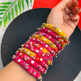 Rani Pink Bandhej Bangles for Bridal & Festive Wear