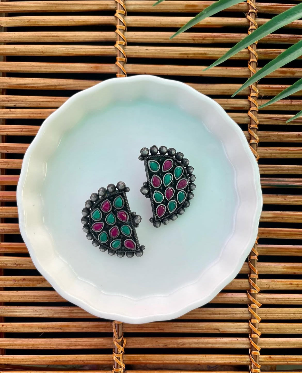 Black Metal Semi-Circle Studs