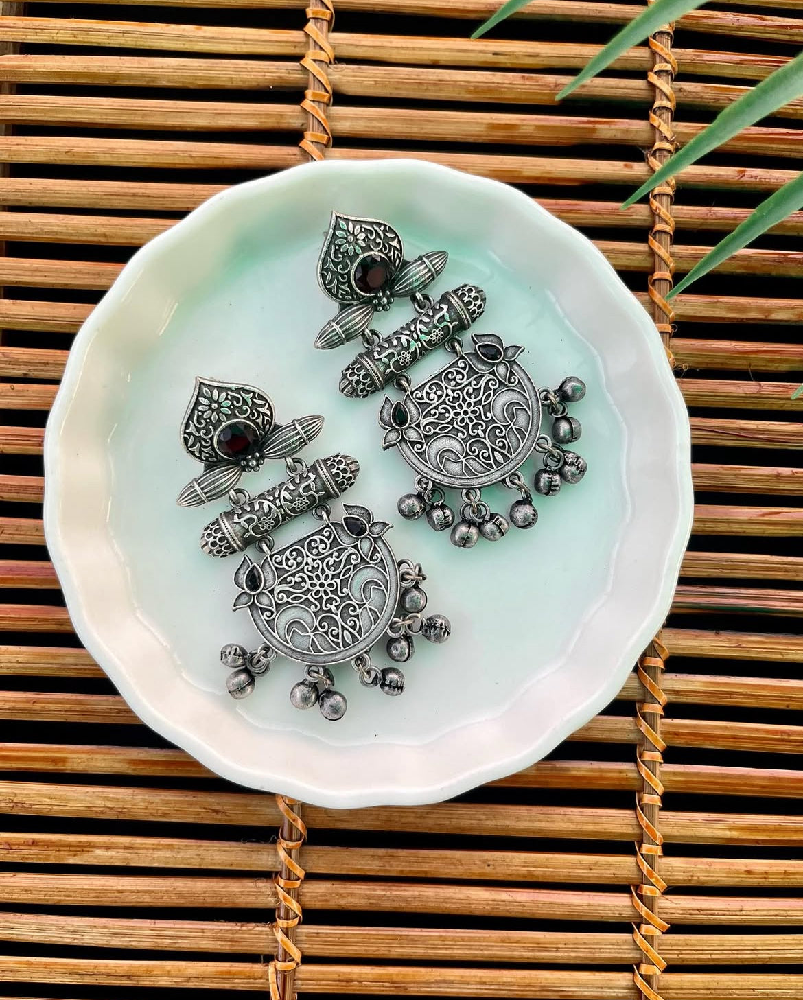 German Silver Statement Earrings