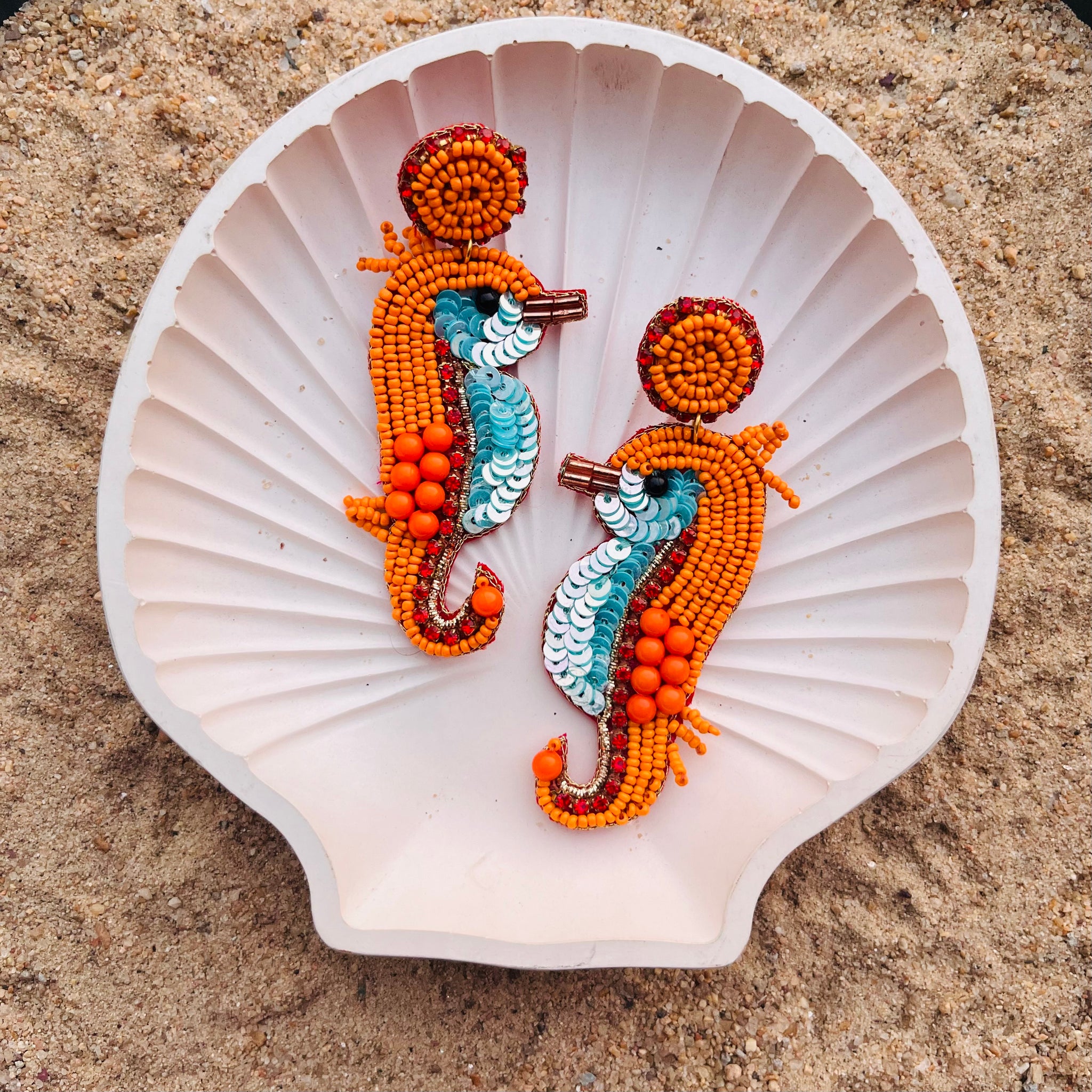 Golden Reef Seahorse Earrings