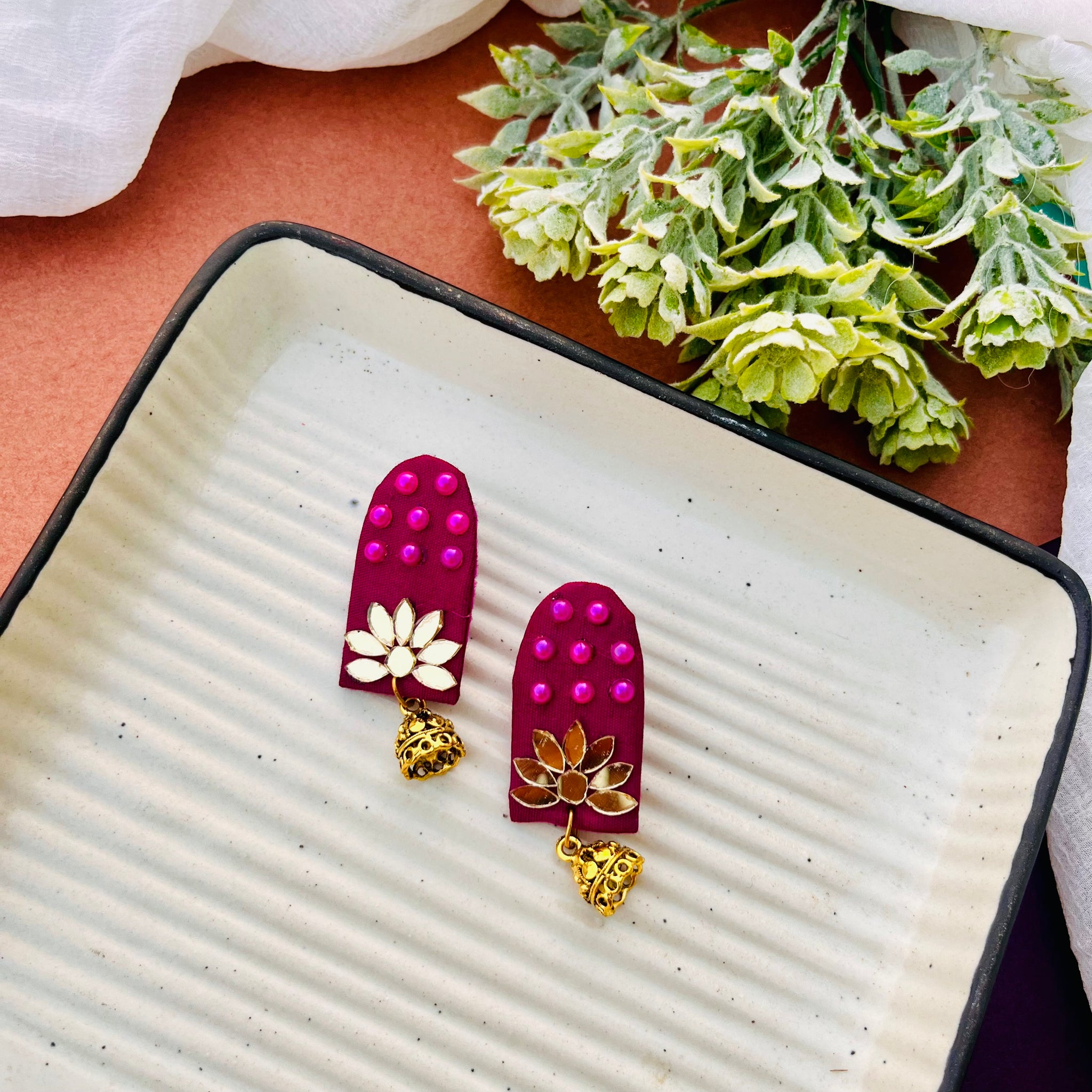 Fabric Bloom Earrings