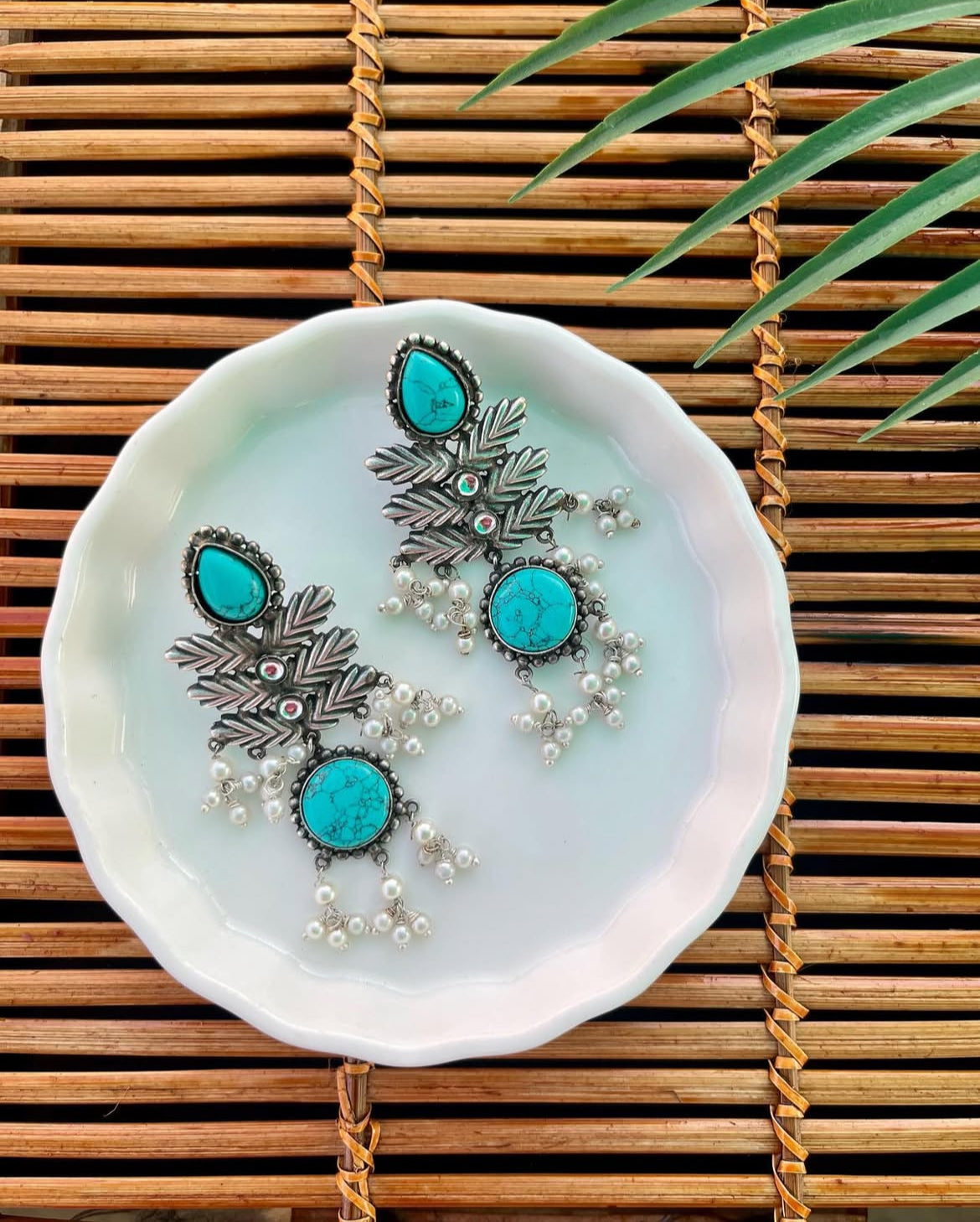 German Silver Turquoise Earrings | Fashion Diaries