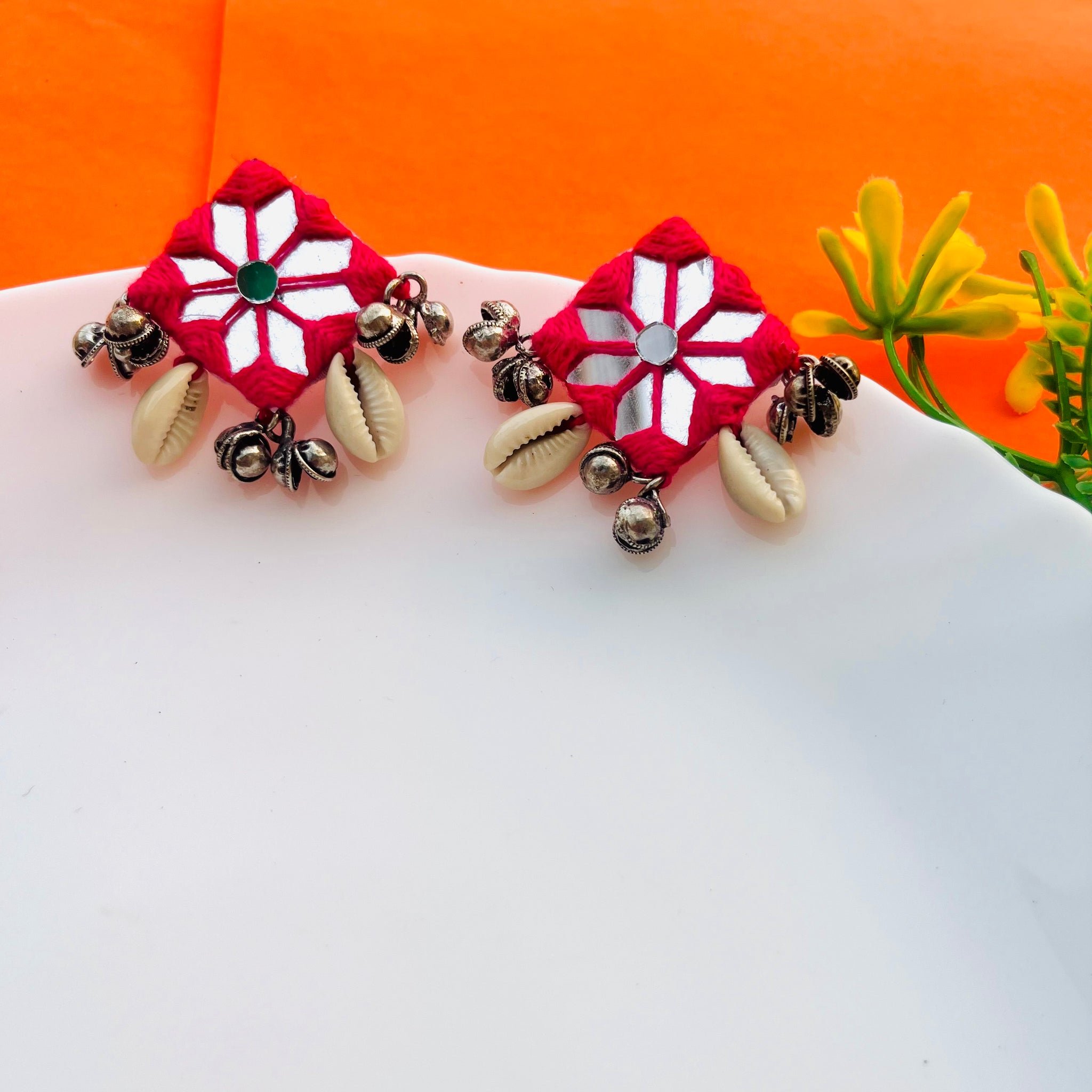 Kalika Mirror Earrings For Navratri