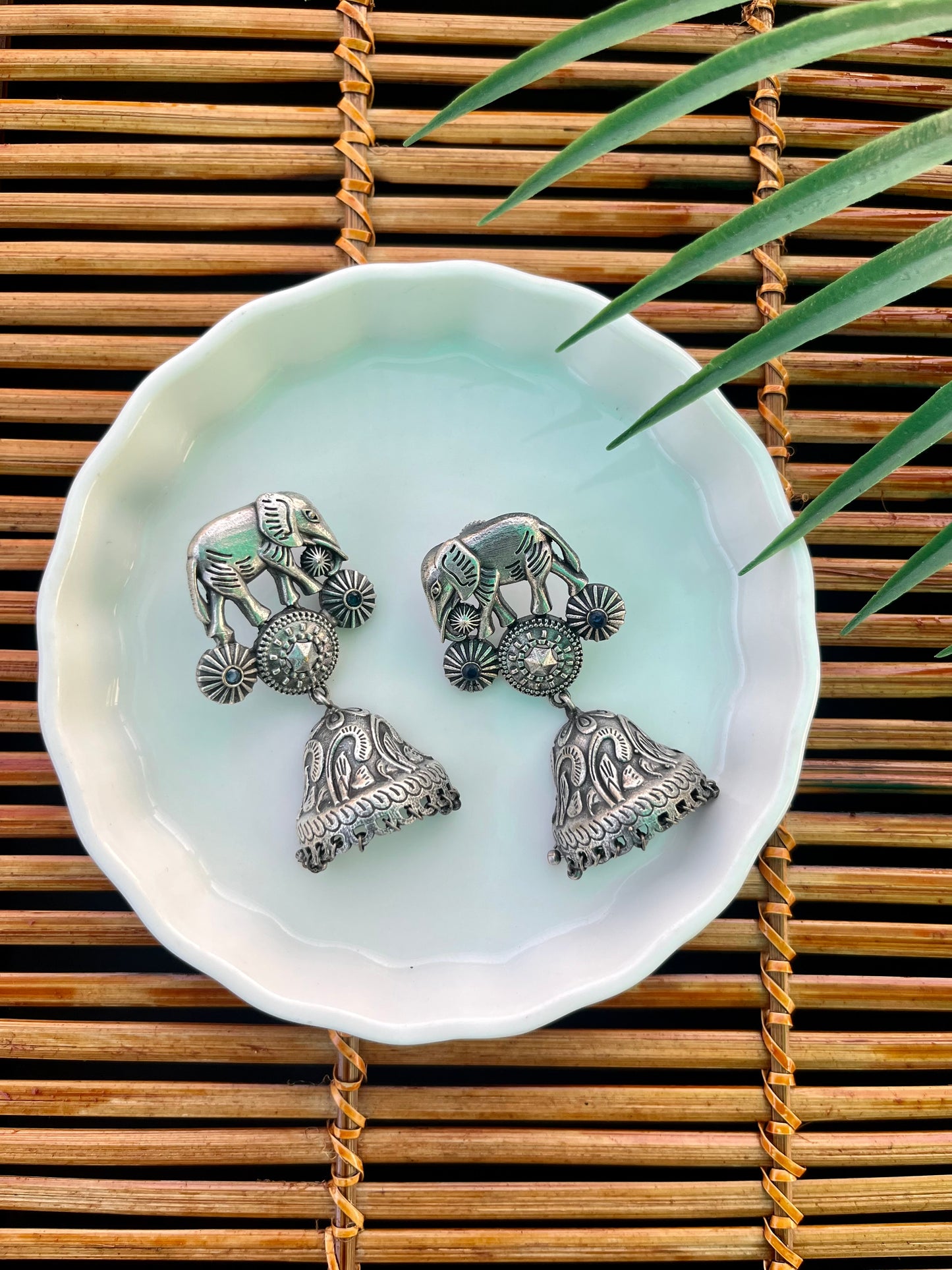 German Silver Elephant Danglers | Fashion Diaries