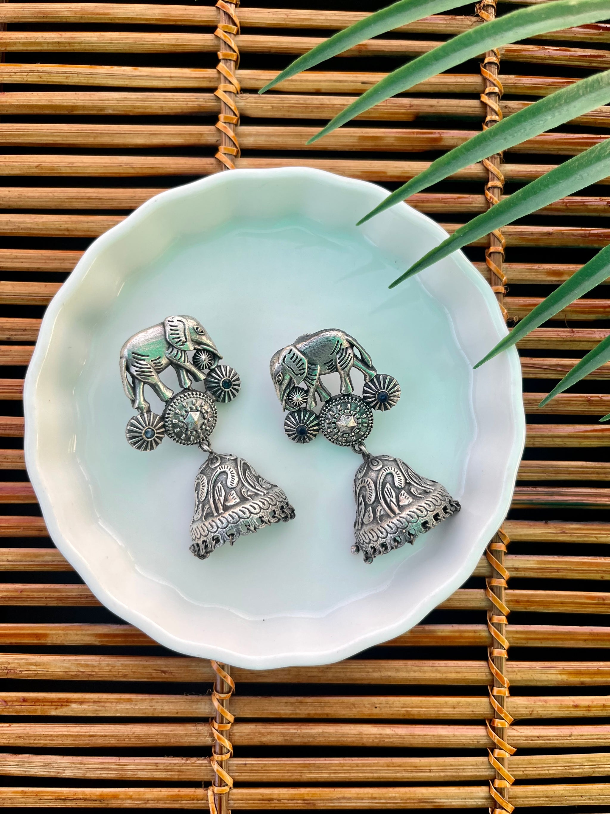 German Silver Elephant Danglers | Fashion Diaries