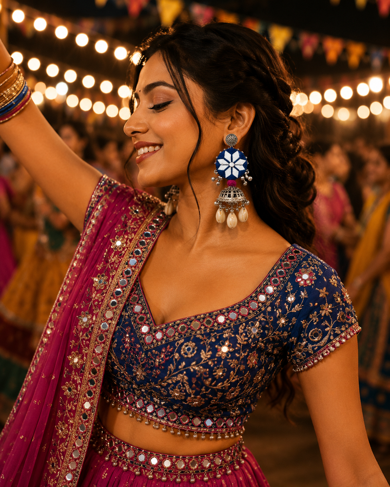 Aaina Mirror Earrings For Navratri