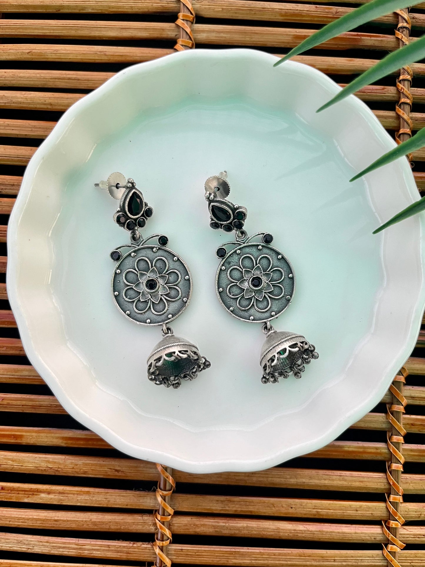 German Silver Flower Earrings