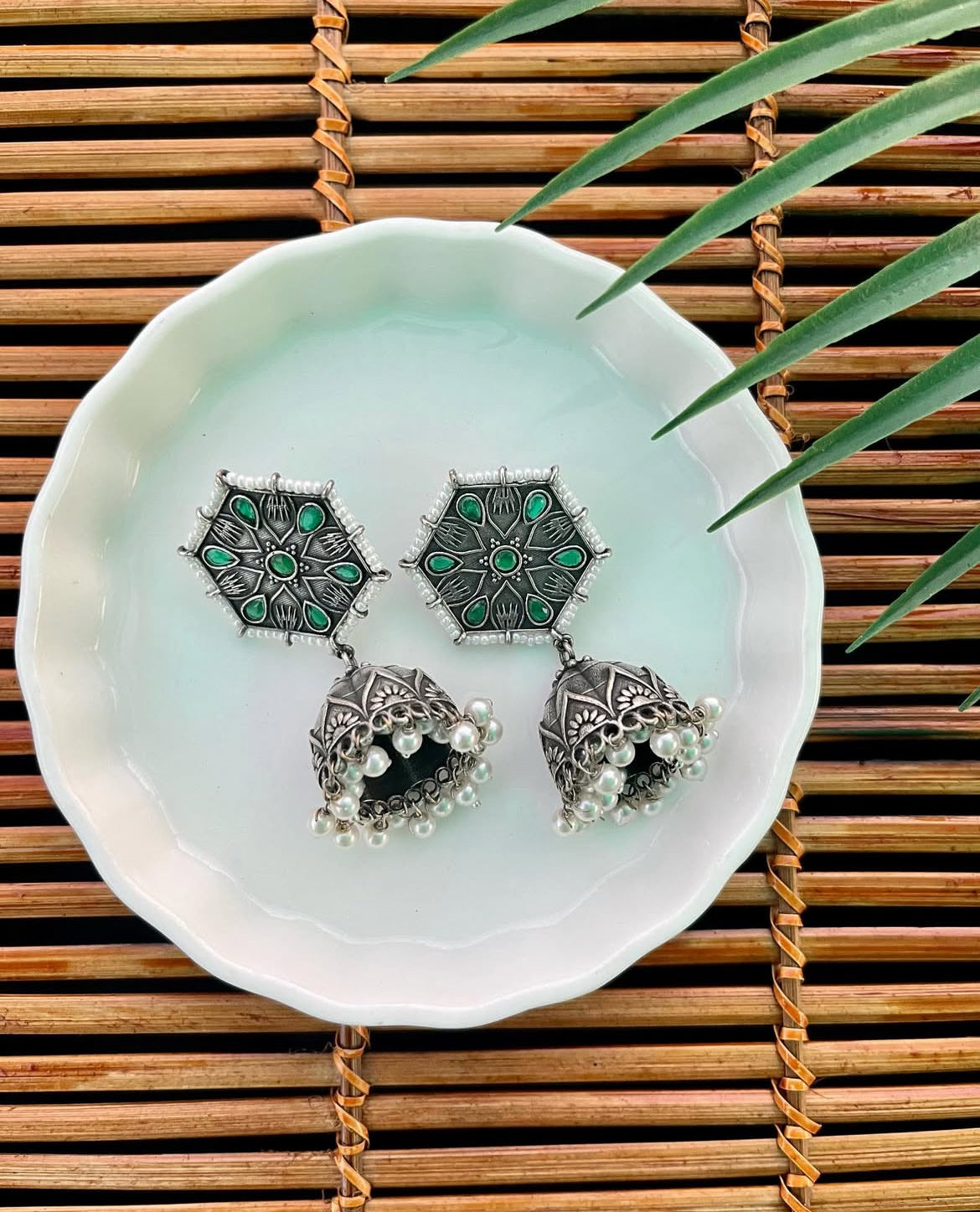 German Silver Meenakari Jhumka | Fashion Diaries