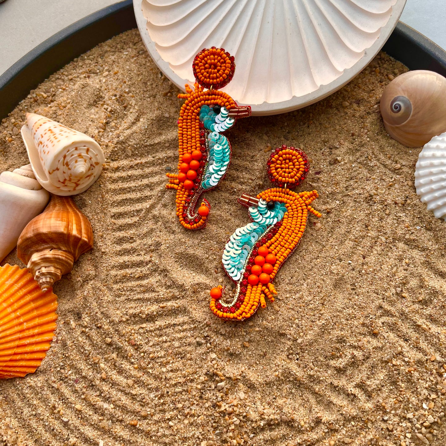 Golden Reef Seahorse Earrings