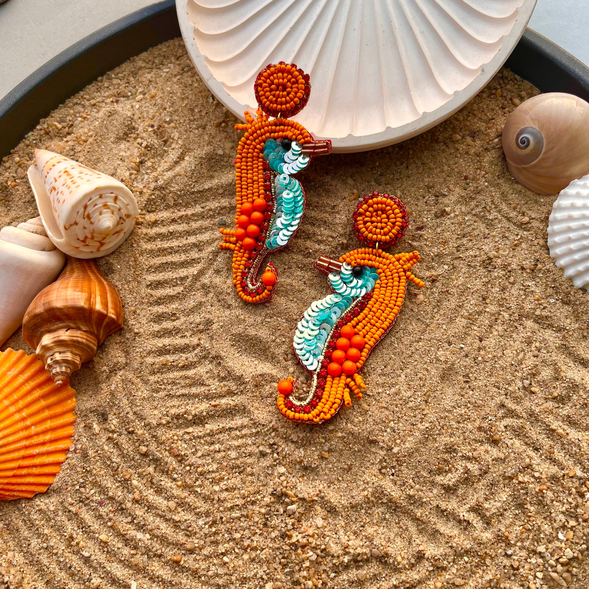 Golden Reef Seahorse Earrings