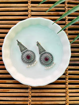 German Silver Stone Earrings