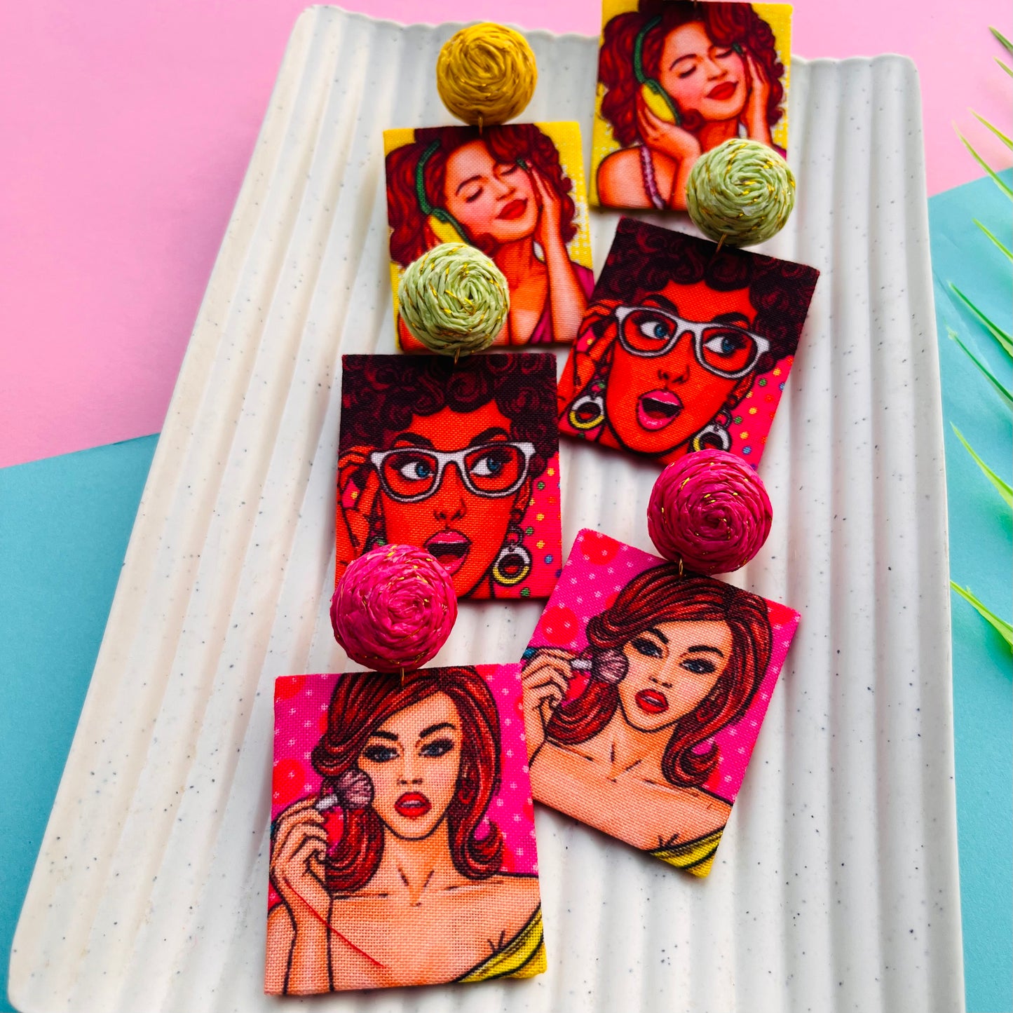 Pop Art Textile Earrings IV