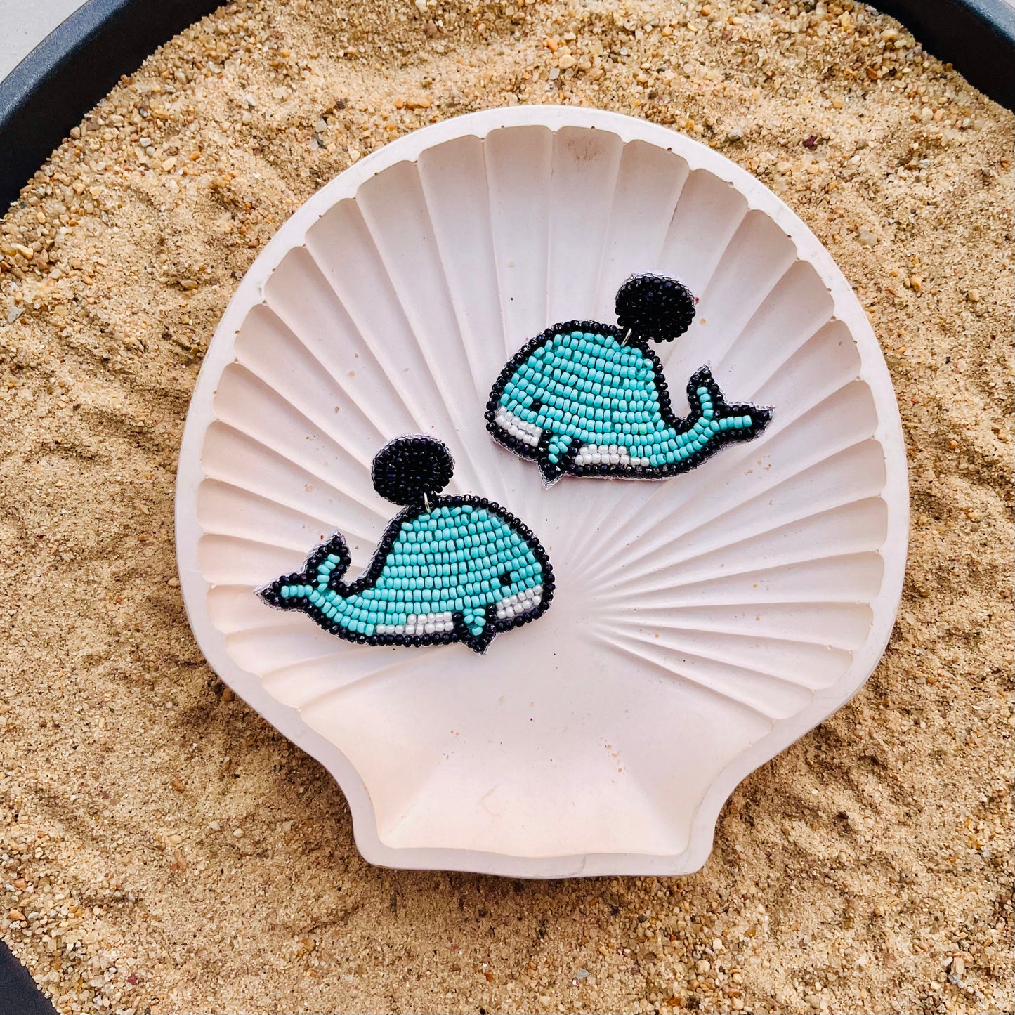 Aqua Muse Whale Earrings