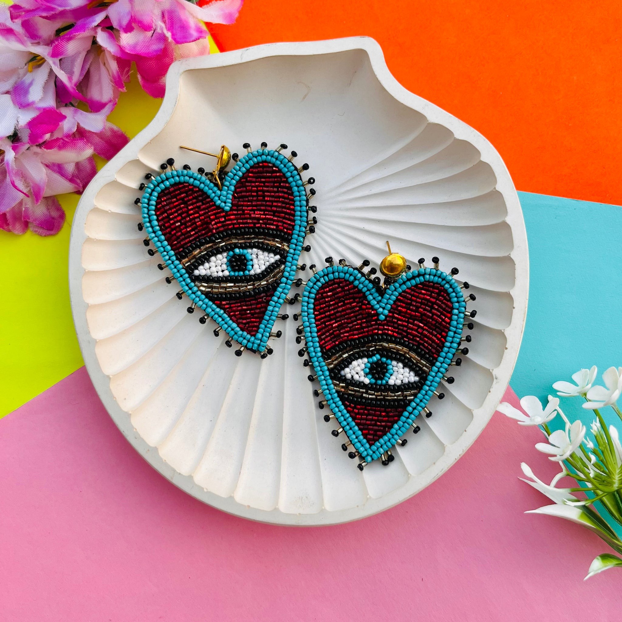 Heart Evil Eye Earrings