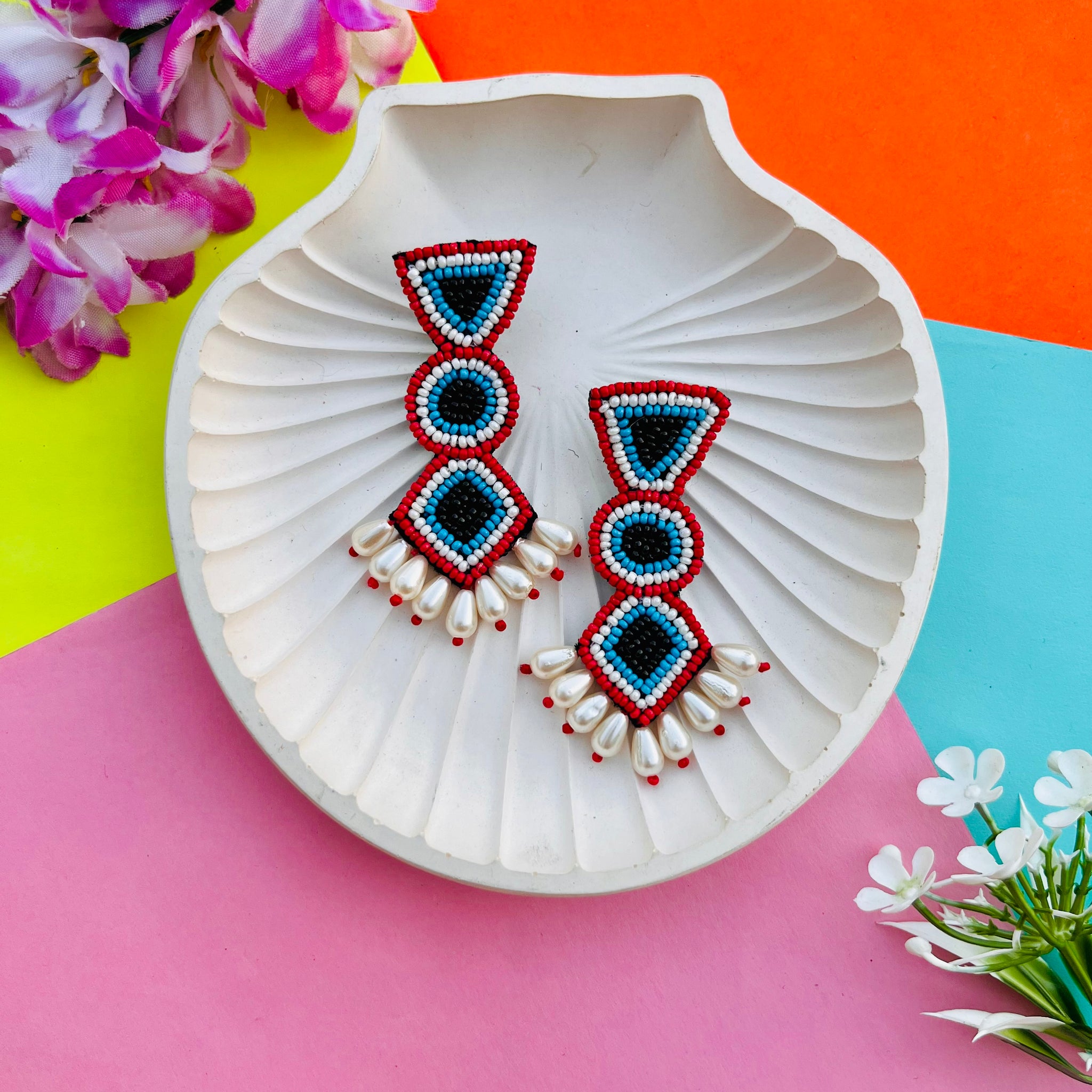 Long Evil Eye Earrings