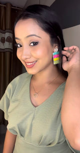 Multicolour Rectangle Beaded Earrings