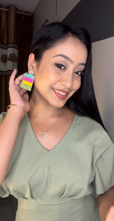Multicolour Rectangle Beaded Earrings