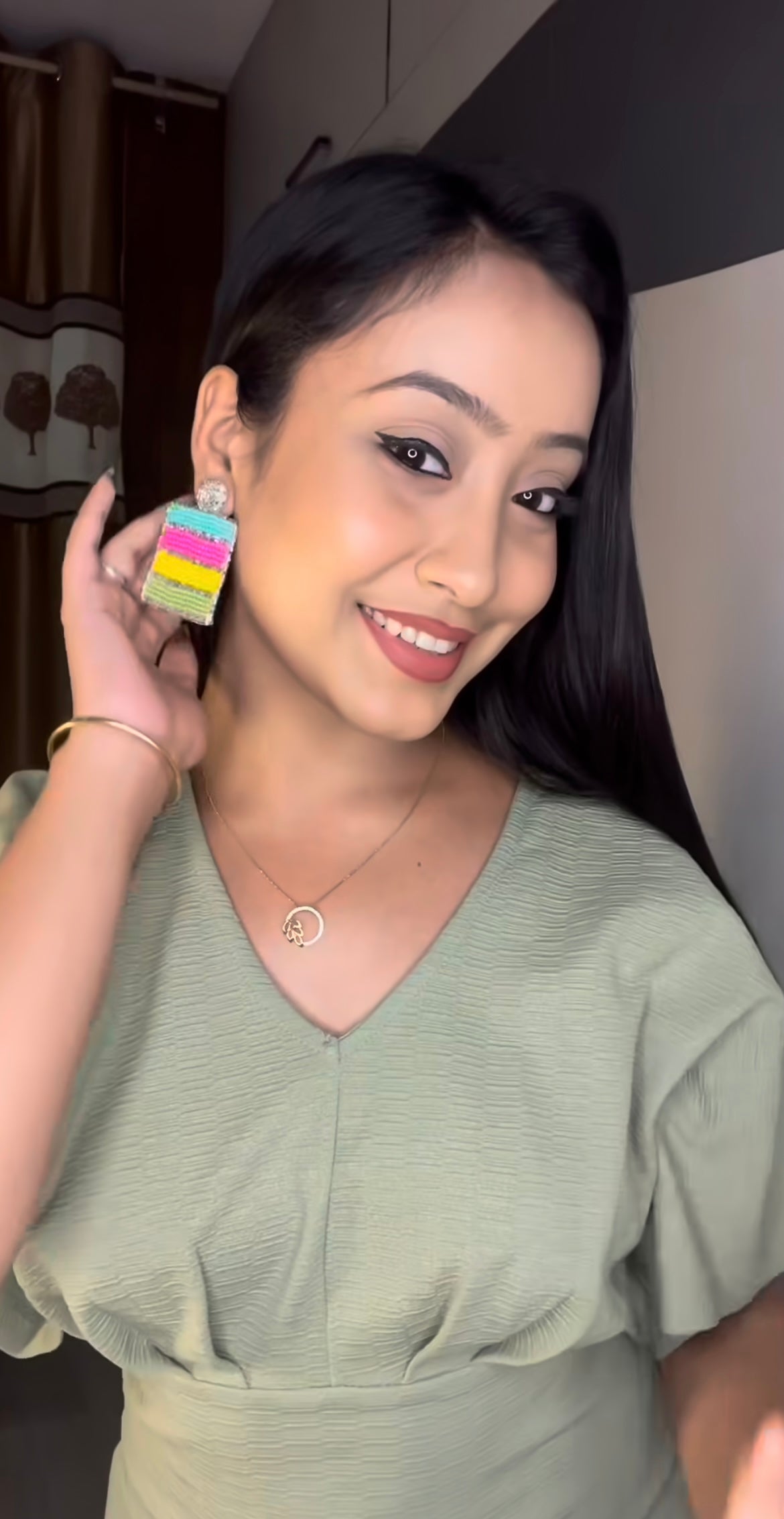 Multicolour Rectangle Beaded Earrings