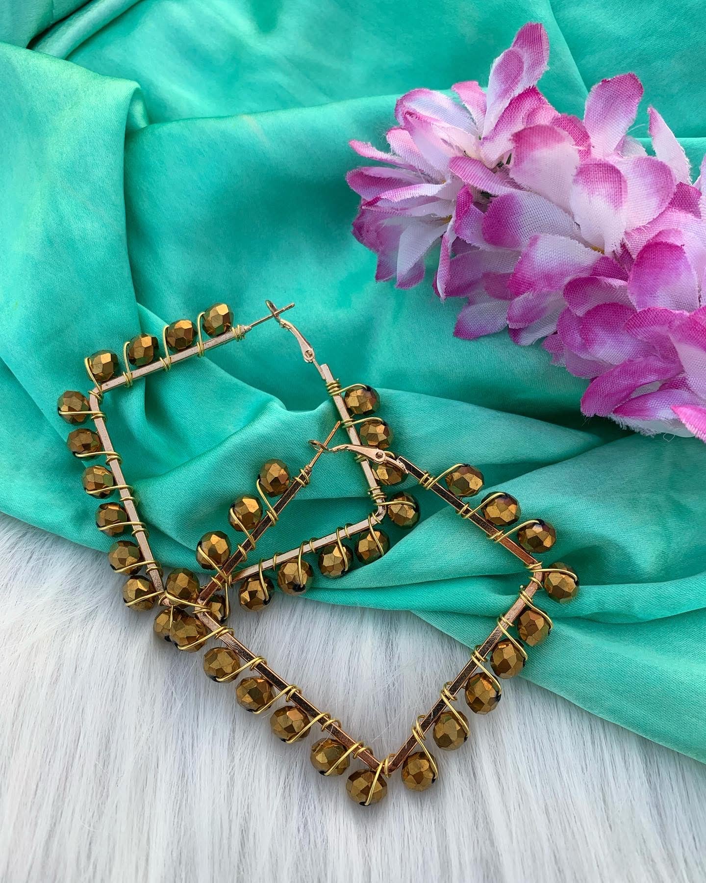 Golden Crystal Hoops image 0