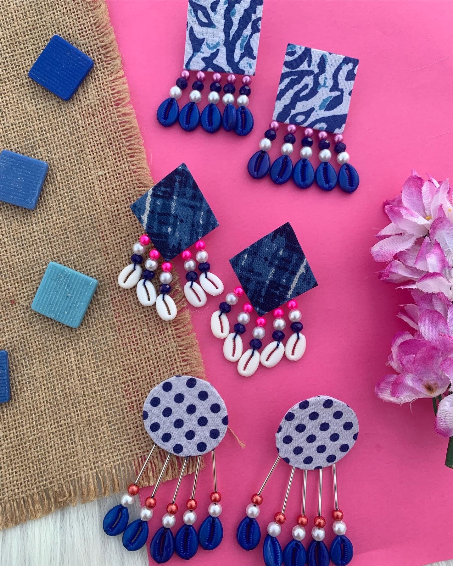 Indigo Fabric Earrings image 1