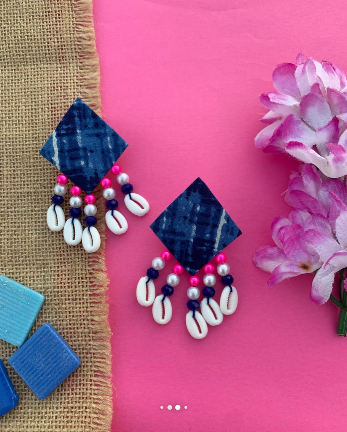 Indigo Fabric Earrings image 3