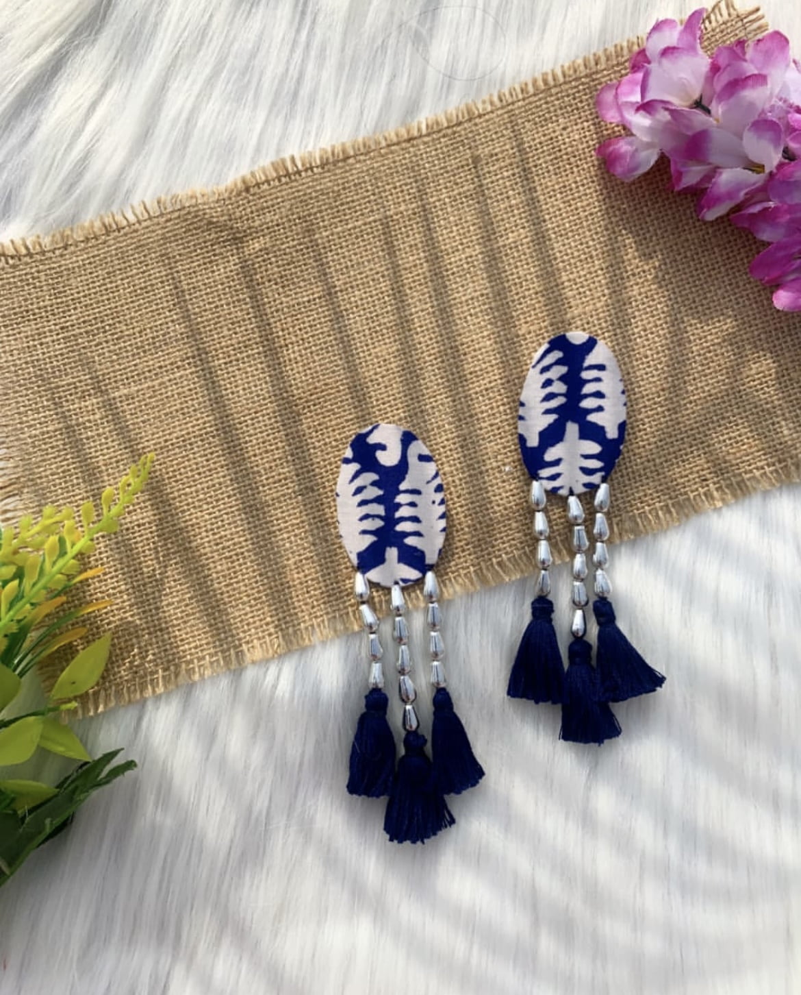 Printed Blue Earrings image 0