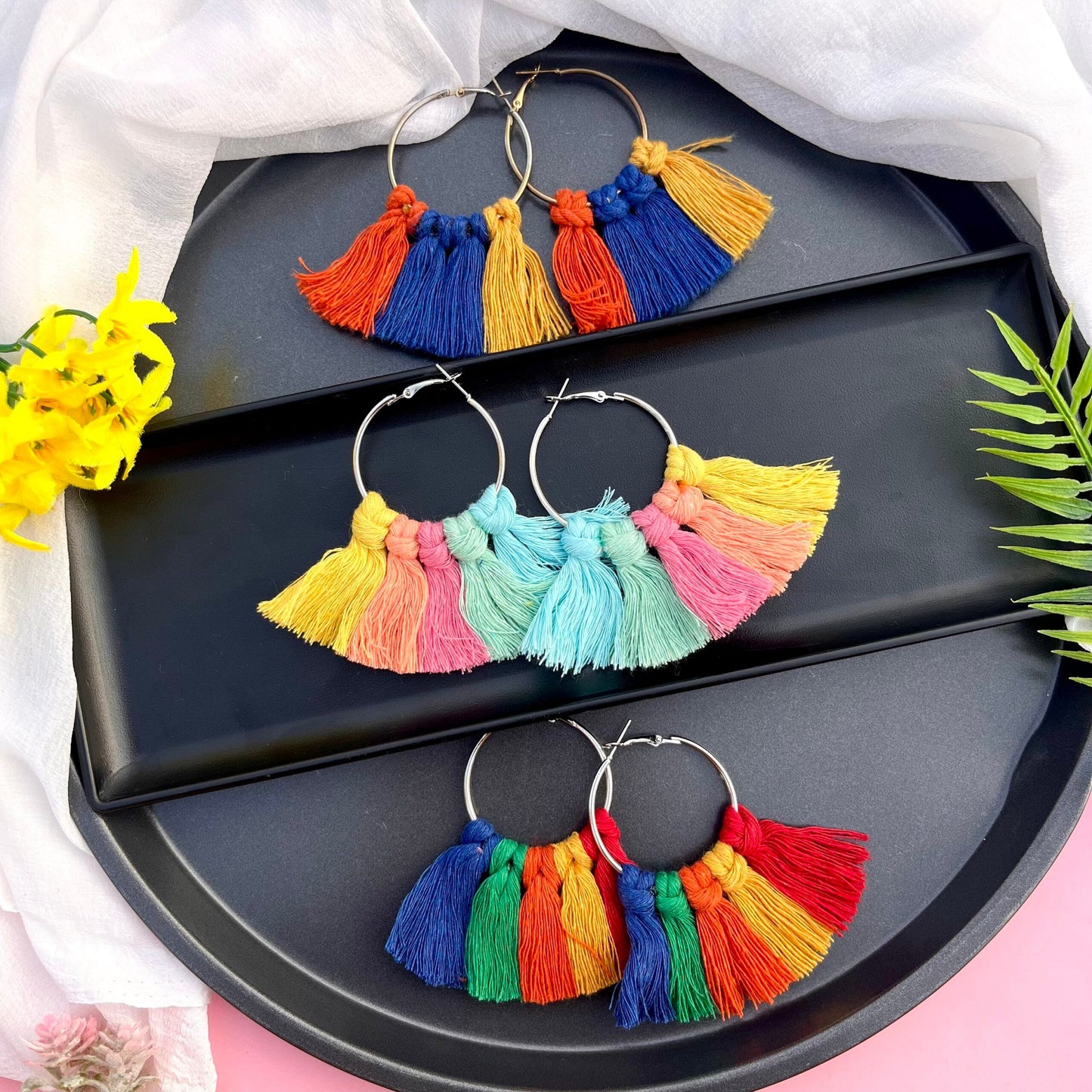 Macrame Tassel Hoops image 0