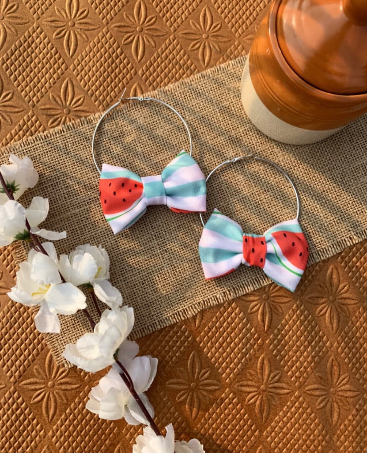 Quirky Printed Bow Hoops-lll image 2