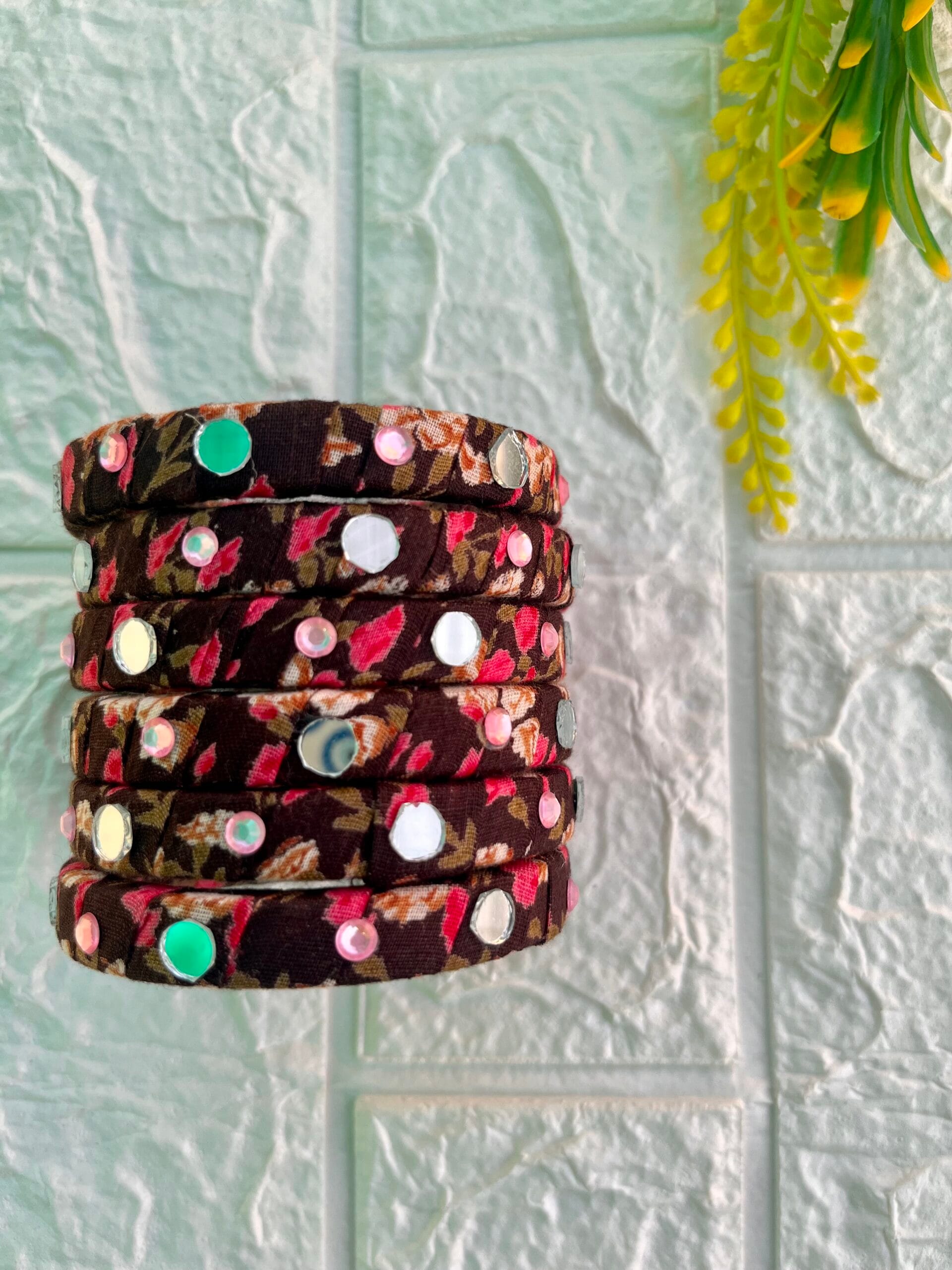 Printed Mirror Bangles Set image 1