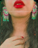 Statement Evil Eye Earrings- Pink image 2