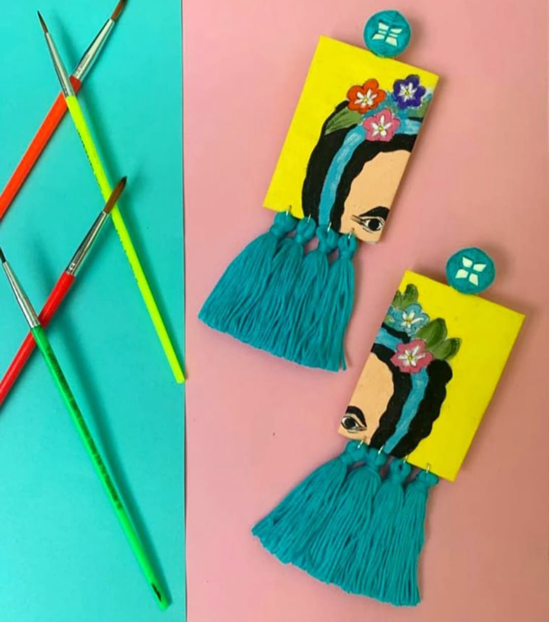 Handpainted Frida Earrings image 0