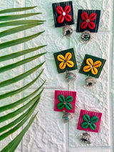 Long Ikkat Shell Neckpiece With Earrings image 1