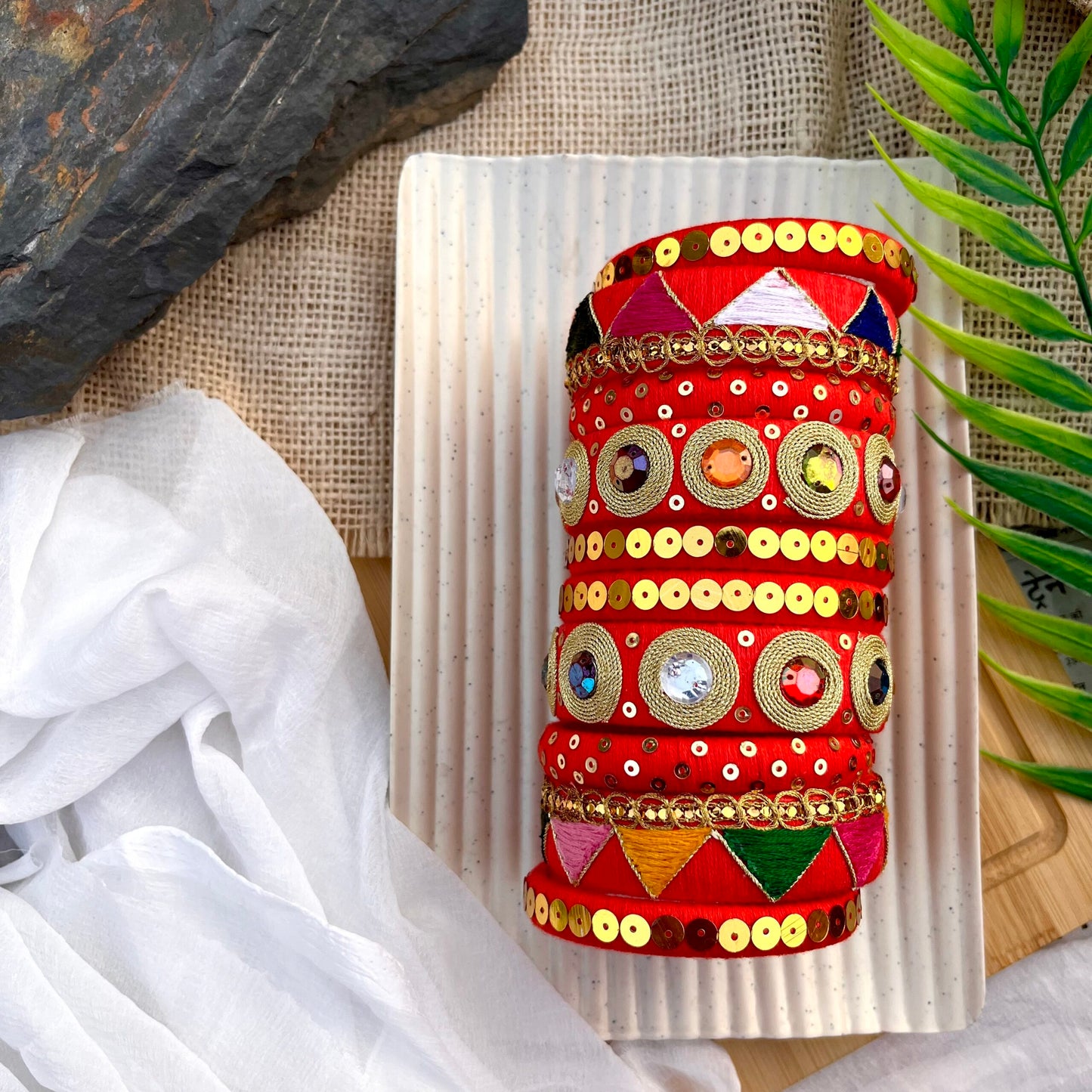 Falak Bangles Set- Orange image 0