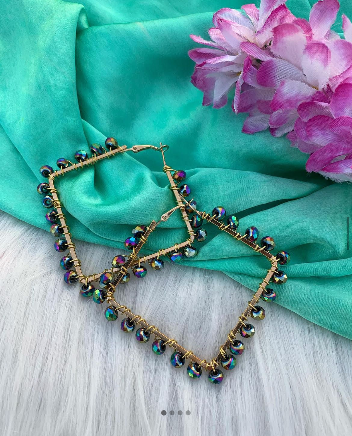 Multicolor Crystal Hoops image 0