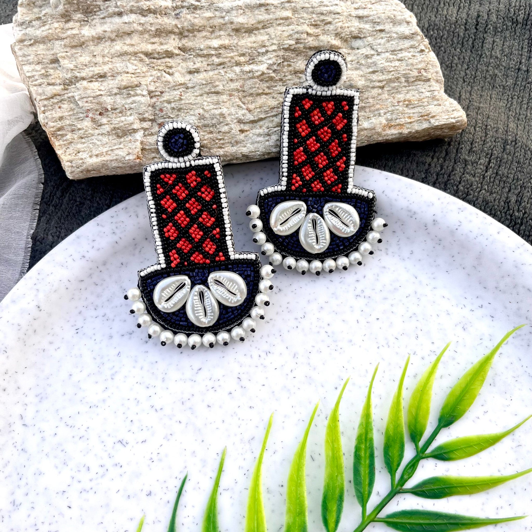 Indowestern Shell Earrings image 6