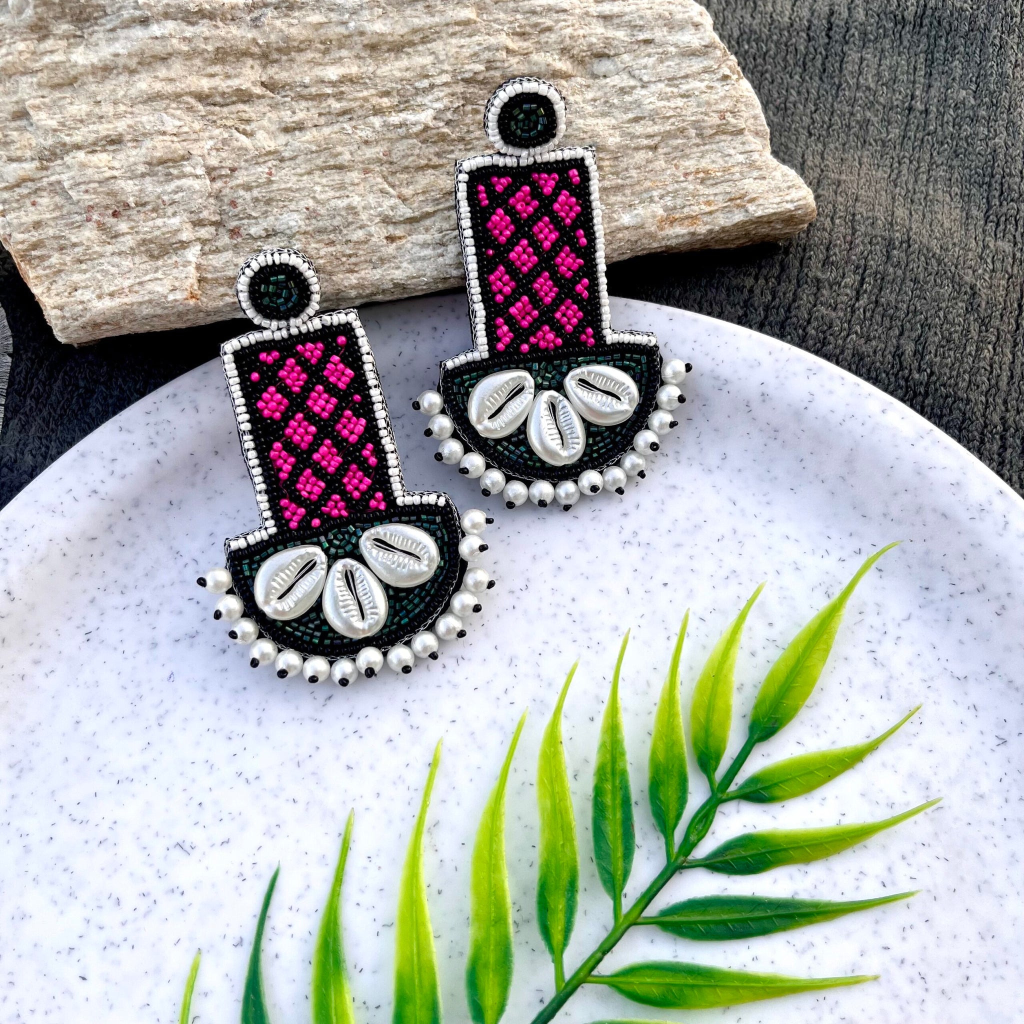 Indowestern Shell Earrings image 2