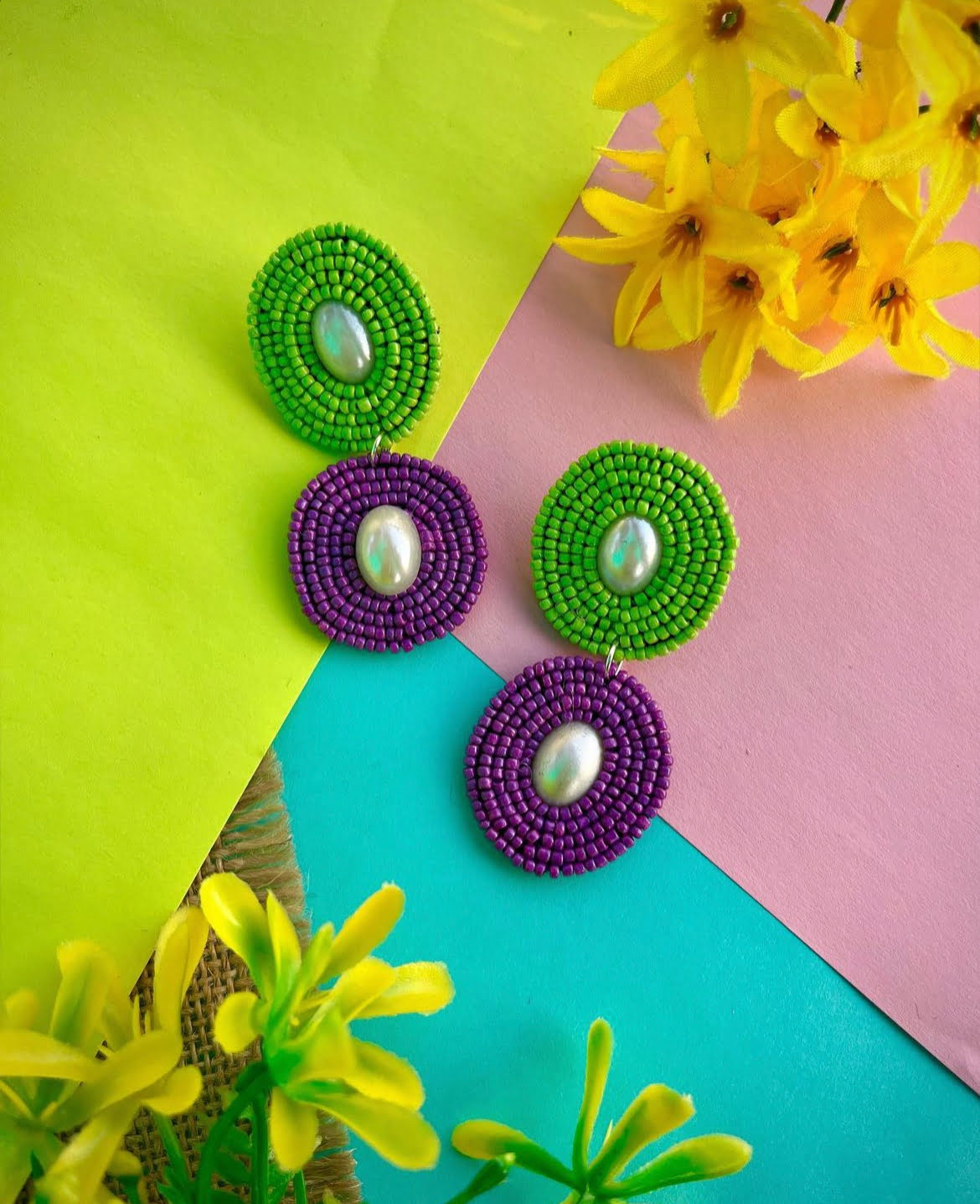 Dual Tone Beaded Earrings image 2