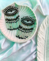 Statement Evil Eye Earrings-Black image 0