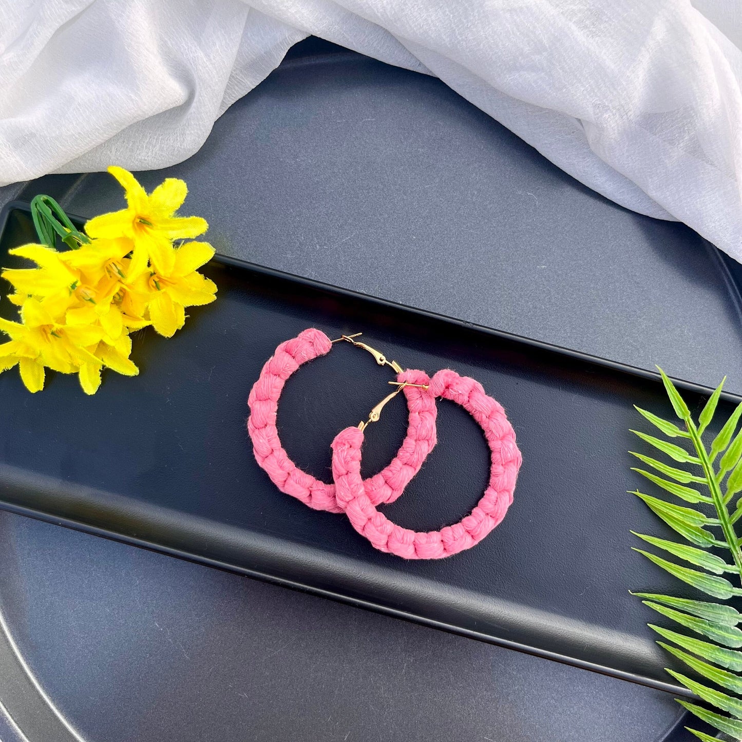 Pastel Macrame Hoops image 1