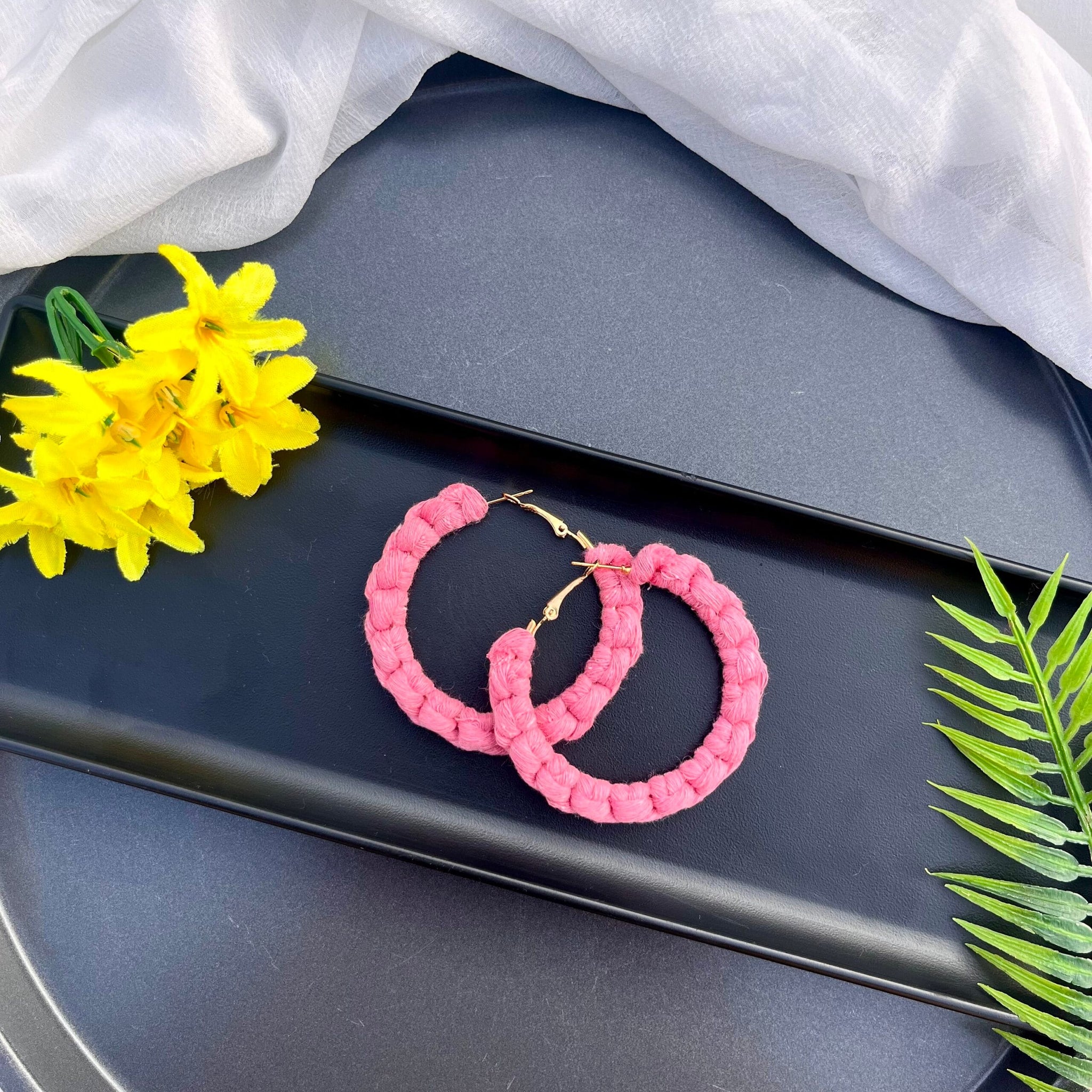 Pastel Macrame Hoops image 1