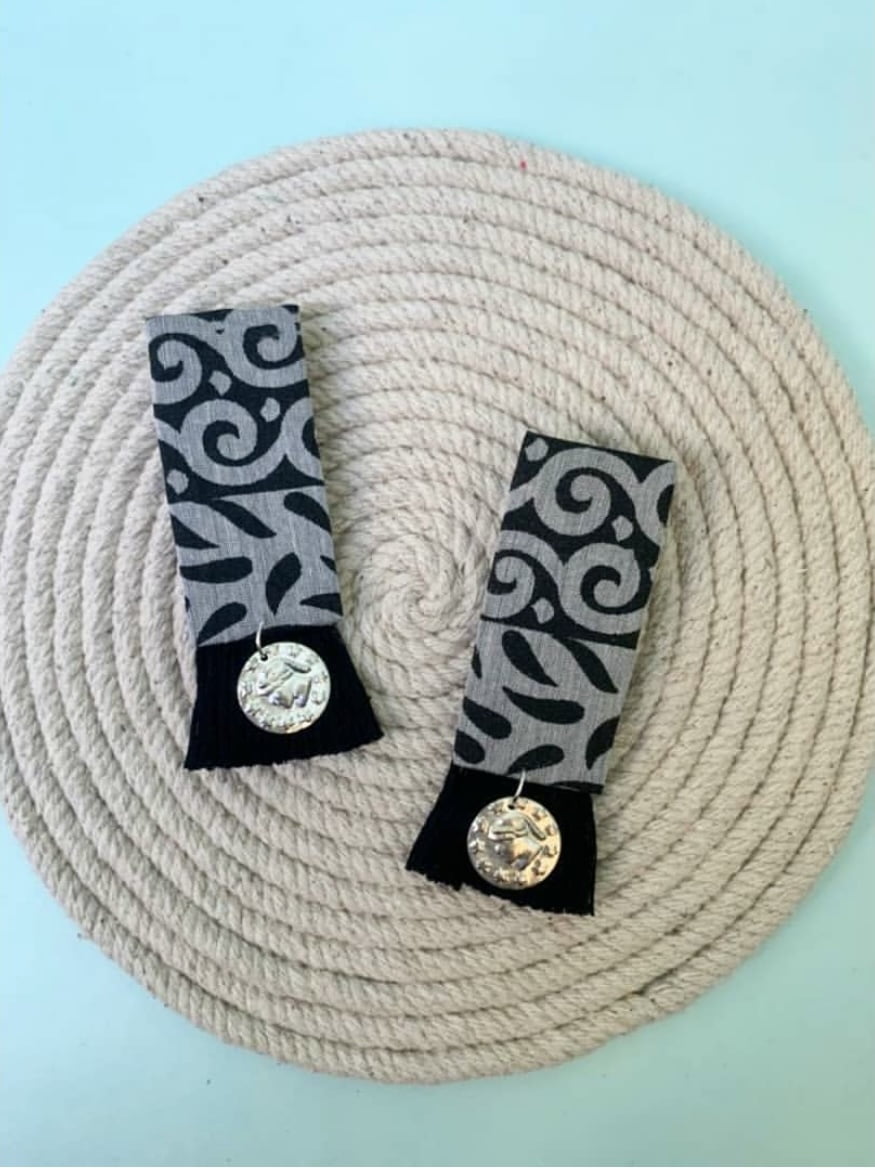 Black N Grey Coin Studs image 0