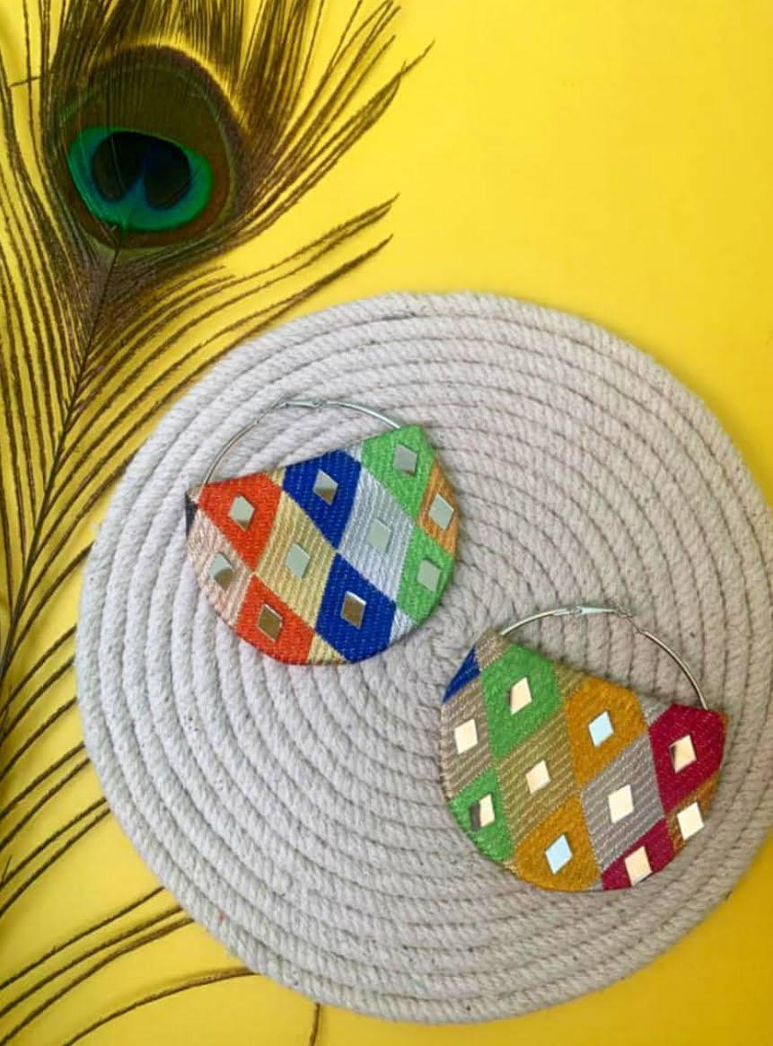 Multicolor Brocade Hoops image 0