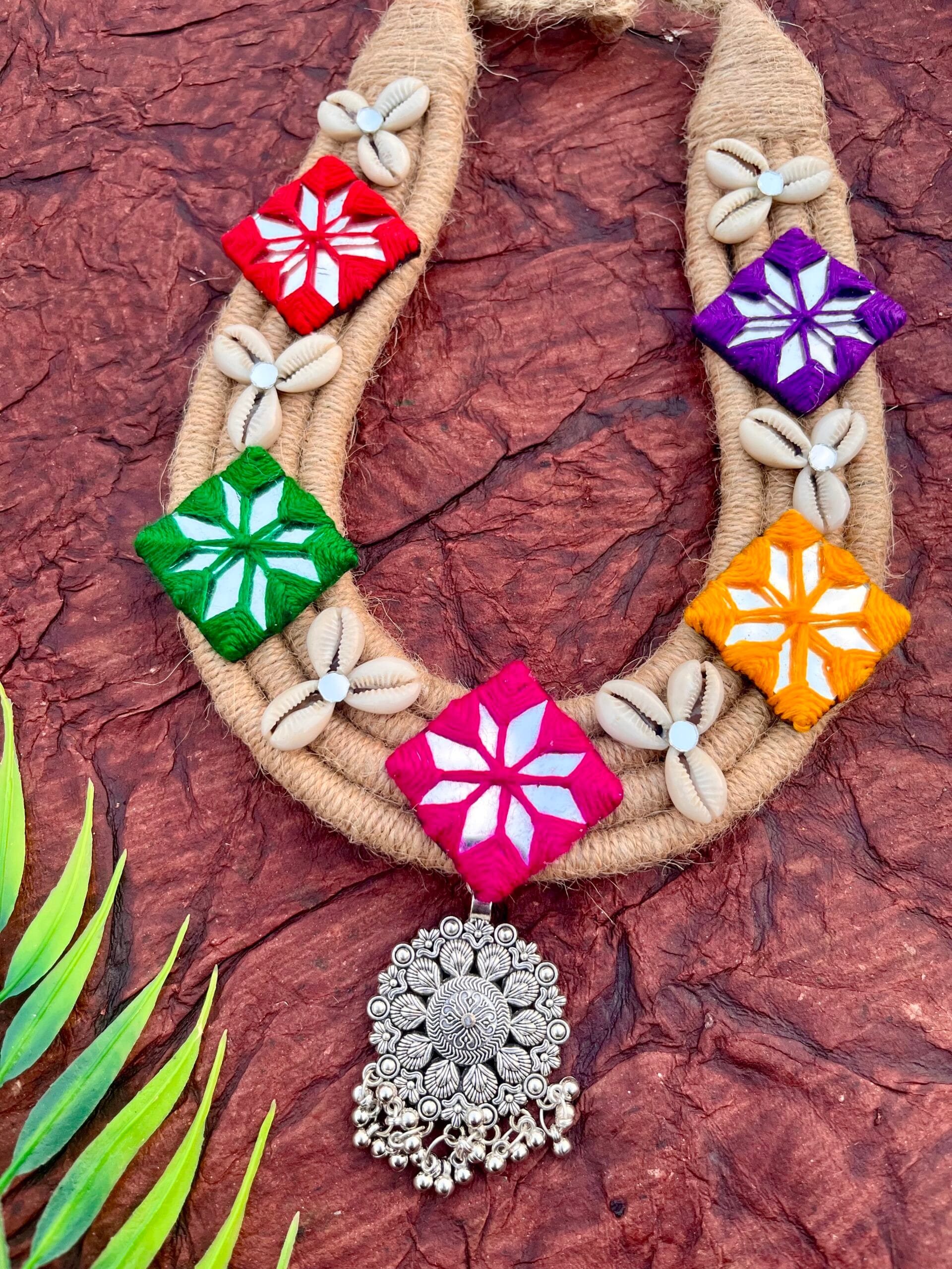 Jute & Mirror Neckpiece-III image 0