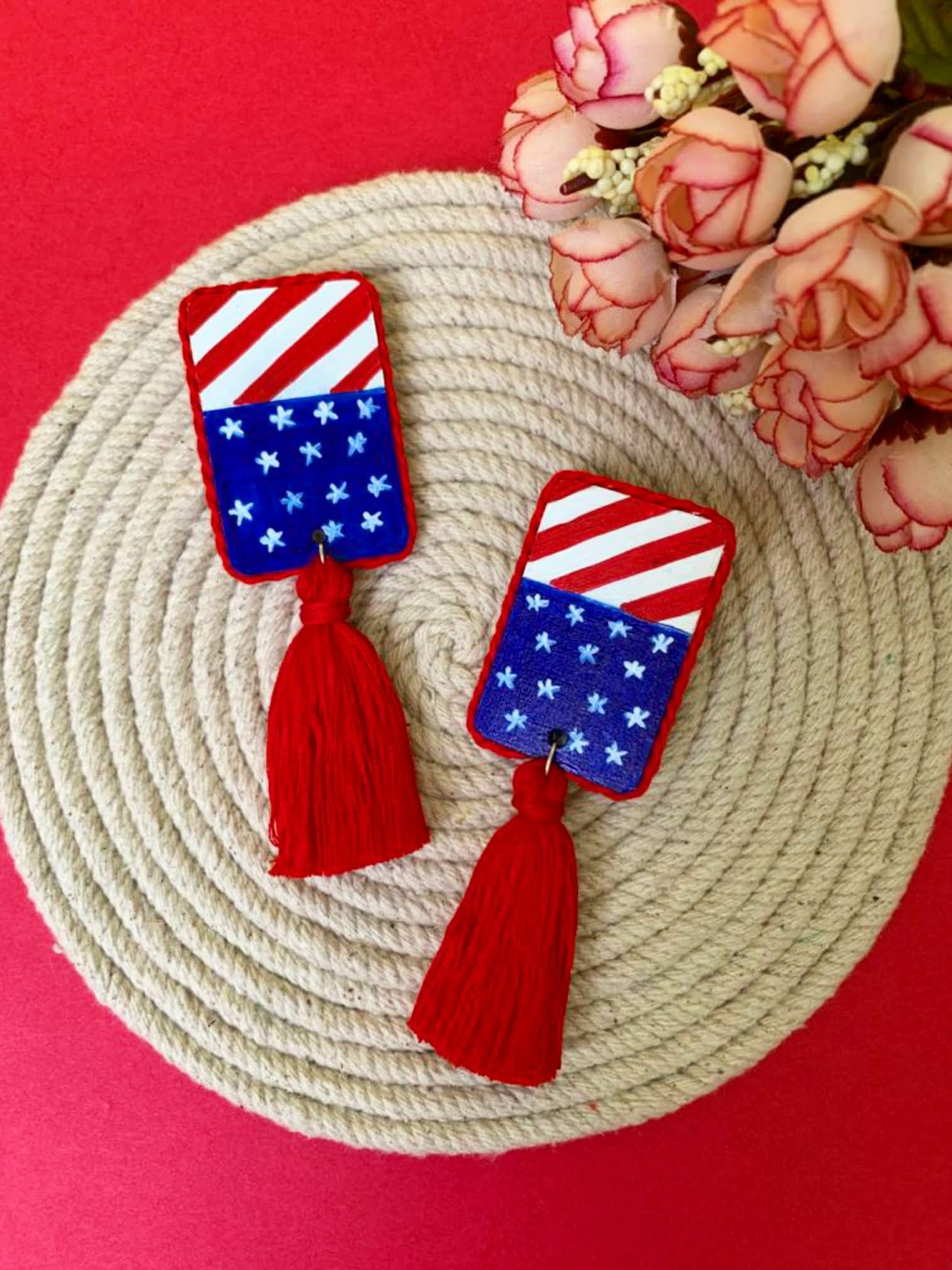 Handpainted Flag Earrings image 0