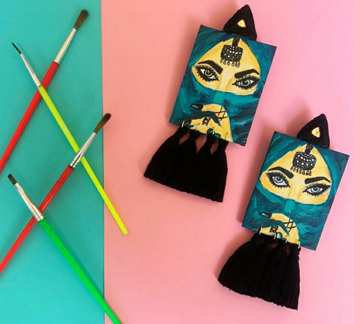 Handpainted Naqab Earrings image 0