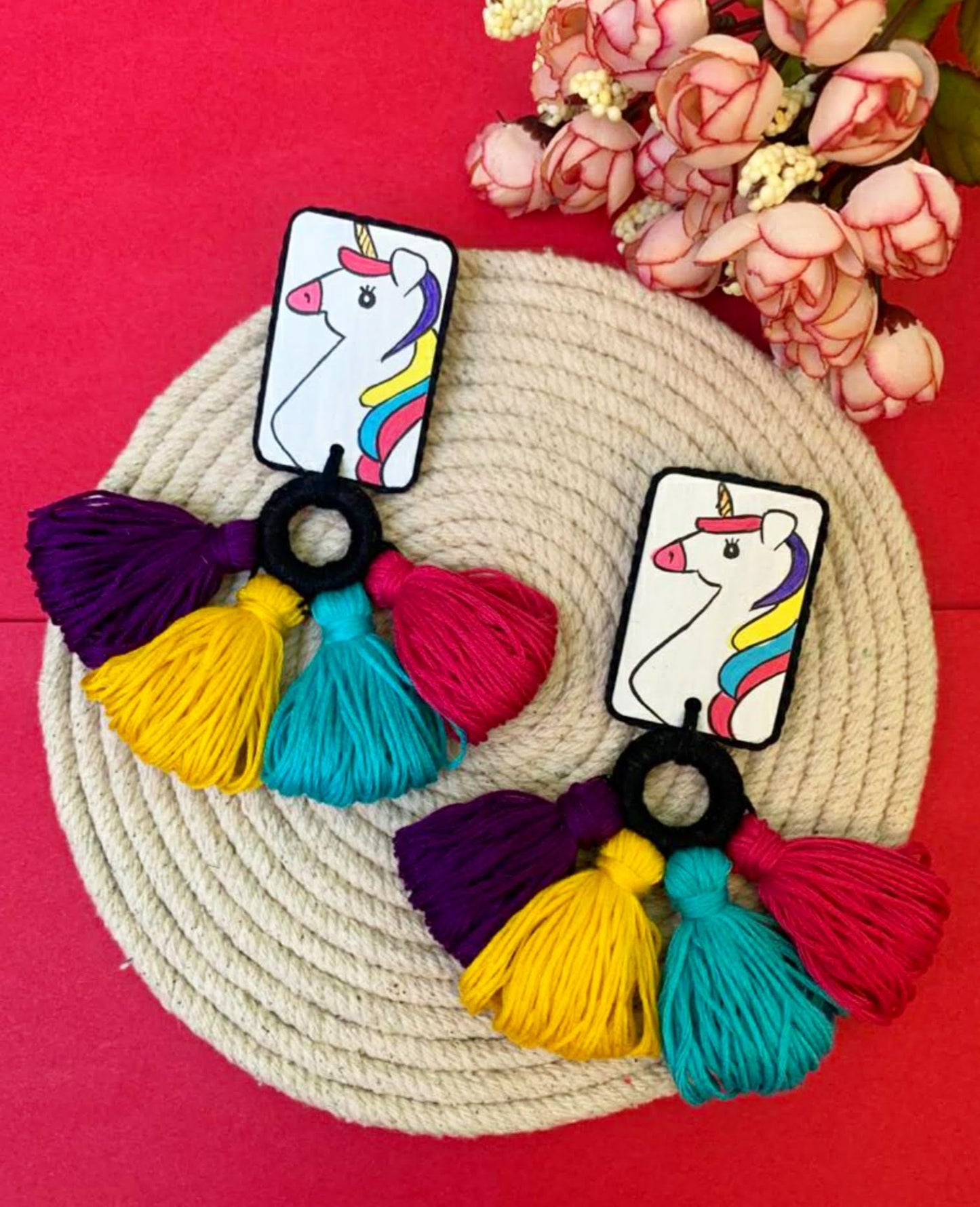Handpainted Unicorn Earrings image 0