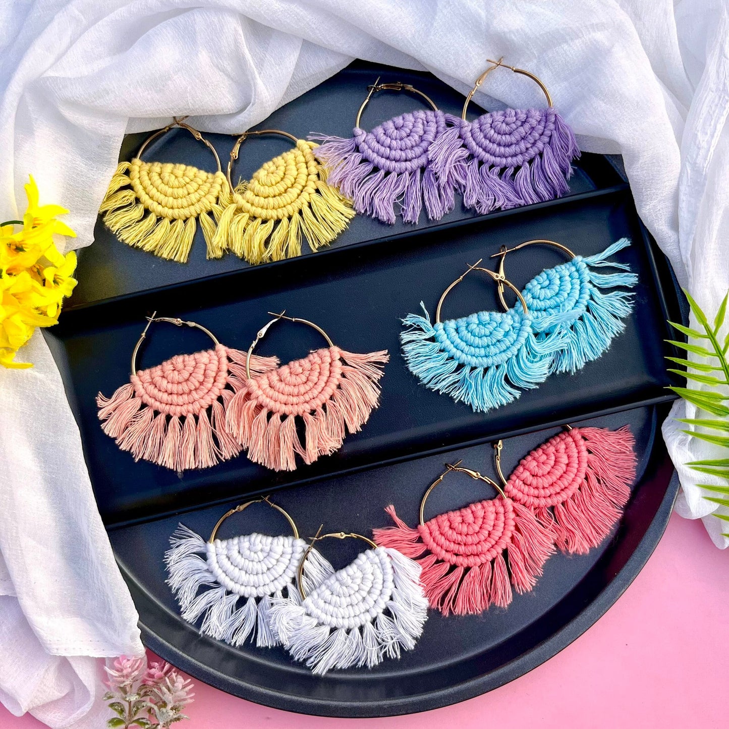 Semi Circle Macrame Hoops image 0